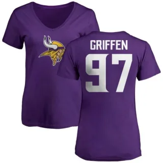 Everson Griffen Women's Minnesota Vikings Name & Number Logo Slim Fit T-Shirt - Purple