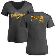 Evgeni Malkin Women's Pittsburgh Penguins 2017 Eastern Conference Champions Name & Number V-Neck T-Shirt - Heather Gray