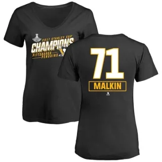 Evgeni Malkin Women's Pittsburgh Penguins 2017 Stanley Cup Champions Extra Slim Fit T-Shirt
 - Black