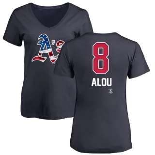 Felipe Alou Women's Oakland Athletics Name and Number Banner Wave V-Neck T-Shirt - Navy