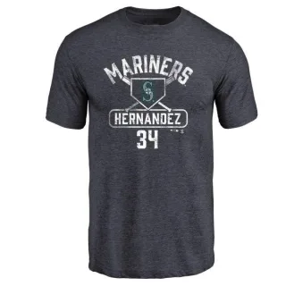 Felix Hernandez Seattle Mariners Base Runner Tri-Blend T-Shirt - Navy