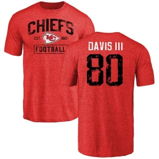 Felton Davis III Kansas City Chiefs Red Distressed Name & Number Tri-Blend T-Shirt