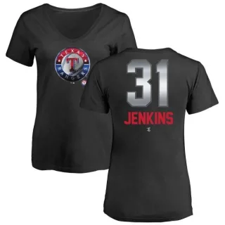 Ferguson Jenkins Women's Texas Rangers Midnight Mascot V-Neck T-Shirt - Black