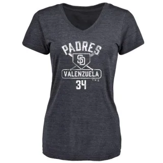 Fernando Valenzuela Women's San Diego Padres Base Runner Tri-Blend T-Shirt - Navy