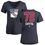 Filip Chytil Women's New York Rangers Name and Number Banner Wave V-Neck T-Shirt - Navy