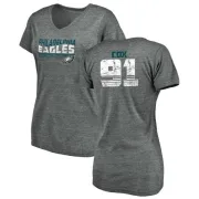 Fletcher Cox Women's Philadelphia Eagles Retro Tri-Blend V-Neck T-Shirt - Heathered Gray