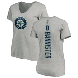 Floyd Bannister Women's Seattle Mariners Backer Slim Fit T-Shirt - Ash