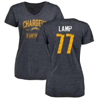 Forrest Lamp Women's Los Angeles Chargers Distressed Name & Number Slim Fit V-Neck T-Shirt - Navy