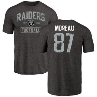 Foster Moreau Oakland Raiders Black Distressed Name & Number Tri-Blend T-Shirt