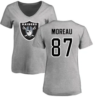 Foster Moreau Women's Oakland Raiders Name & Number Logo Slim Fit T-Shirt - Ash