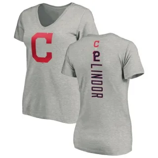 Francisco Lindor Women's Cleveland Indians Backer Slim Fit T-Shirt - Ash