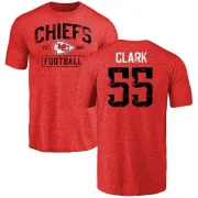 Frank Clark Kansas City Chiefs Red Distressed Name & Number Tri-Blend T-Shirt