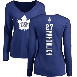 Frank Mahovlich Women's Toronto Maple Leafs Backer V-Neck Long-Sleeve T-Shirt - Royal