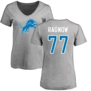 Frank Ragnow Women's Detroit Lions Name & Number Logo Slim Fit T-Shirt - Ash