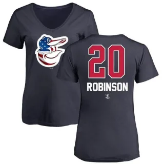 Frank Robinson Women's Baltimore Orioles Name and Number Banner Wave V-Neck T-Shirt - Navy