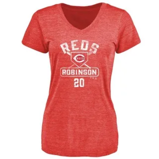 Frank Robinson Women's Cincinnati Reds Base Runner Tri-Blend T-Shirt - Red