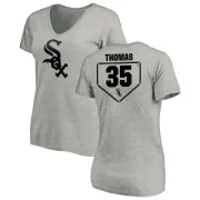 Frank Thomas Women's Chicago White Sox RBI Slim Fit V-Neck T-Shirt - Heathered Gray