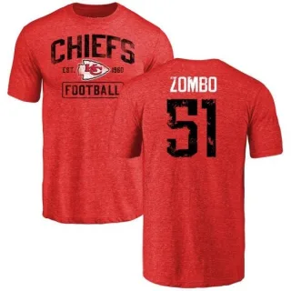 Frank Zombo Kansas City Chiefs Red Distressed Name & Number Tri-Blend T-Shirt