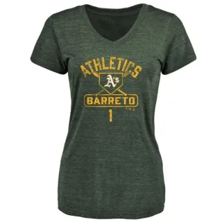 Franklin Barreto Women's Oakland Athletics Base Runner Tri-Blend T-Shirt - Green