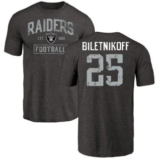 Fred Biletnikoff Oakland Raiders Black Distressed Name & Number Tri-Blend T-Shirt
