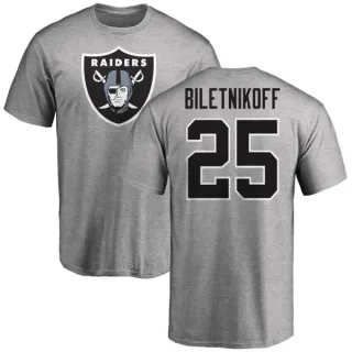 Fred Biletnikoff Oakland Raiders Name & Number Logo T-Shirt - Ash