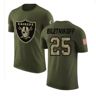 Fred Biletnikoff Oakland Raiders Olive Salute to Service Legend T-Shirt