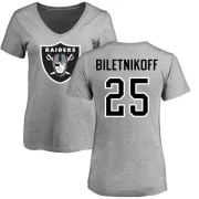 Fred Biletnikoff Women's Oakland Raiders Name & Number Logo Slim Fit T-Shirt - Ash