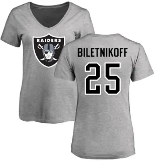 Fred Biletnikoff Women's Oakland Raiders Name & Number Logo Slim Fit T-Shirt - Ash