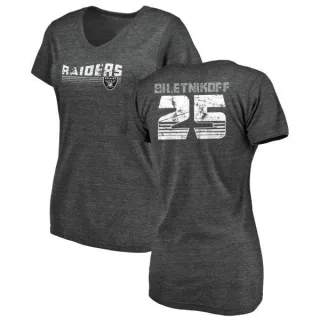 Fred Biletnikoff Women's Oakland Raiders Retro Tri-Blend V-Neck T-Shirt - Black