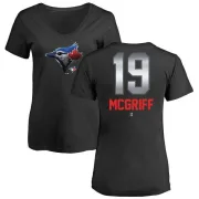 Fred Mcgriff Women's Toronto Blue Jays Midnight Mascot V-Neck T-Shirt - Black