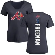 Freddie Freeman Women's Atlanta Braves Backer Slim Fit T-Shirt - Navy