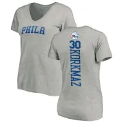 Furkan Korkmaz Women's Philadelphia 76ers Ash Backer T-Shirt