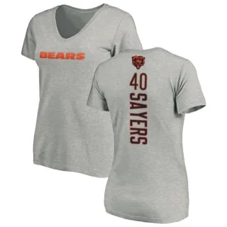 Gale Sayers Women's Chicago Bears Backer V-Neck T-Shirt - Ash