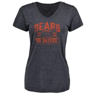 Gale Sayers Women's Chicago Bears Flanker Tri-Blend T-Shirt - Navy