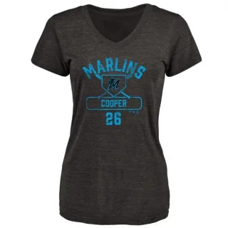 Garrett Cooper Women's Miami Marlins Base Runner Tri-Blend T-Shirt - Black