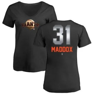 Garry Maddox Women's San Francisco Giants Midnight Mascot V-Neck T-Shirt - Black