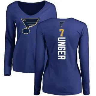 Garry Unger Women's St. Louis Blues Backer V-Neck Long-Sleeve T-Shirt - Royal