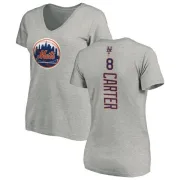 Gary Carter Women's New York Mets Backer Slim Fit T-Shirt - Ash