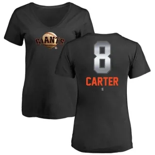 Gary Carter Women's San Francisco Giants Midnight Mascot V-Neck T-Shirt - Black