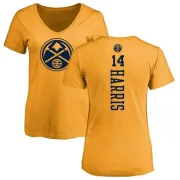 Gary Harris Women's Denver Nuggets Gold One Color Backer Slim-Fit V-Neck T-Shirt