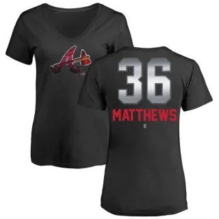 Gary Matthews Women's Atlanta Braves Midnight Mascot V-Neck T-Shirt - Black