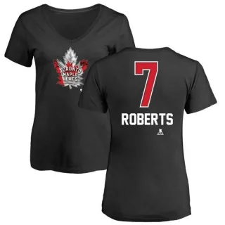 Gary Roberts Women's Toronto Maple Leafs Name and Number Banner Wave V-Neck T-Shirt - Black