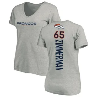 Gary Zimmerman Women's Denver Broncos Backer V-Neck T-Shirt - Ash