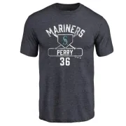 Gaylord Perry Seattle Mariners Base Runner Tri-Blend T-Shirt - Navy