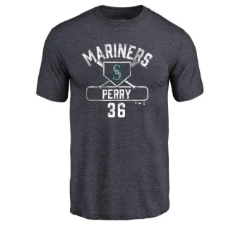 Gaylord Perry Seattle Mariners Base Runner Tri-Blend T-Shirt - Navy