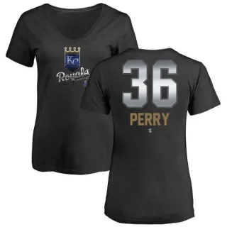 Gaylord Perry Women's Kansas City Royals Midnight Mascot V-Neck T-Shirt - Black