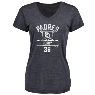 Gaylord Perry Women's San Diego Padres Base Runner Tri-Blend T-Shirt - Navy