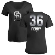 Gaylord Perry Women's San Diego Padres Midnight Mascot V-Neck T-Shirt - Black