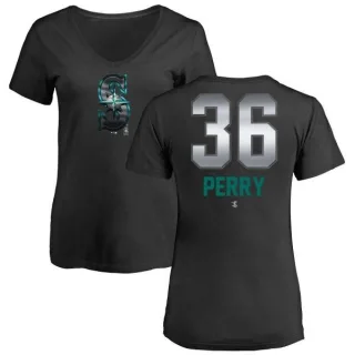 Gaylord Perry Women's Seattle Mariners Midnight Mascot V-Neck T-Shirt - Black