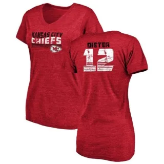 Gehrig Dieter Women's Kansas City Chiefs Retro Tri-Blend V-Neck T-Shirt - Red